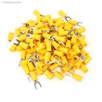 ✾ 50PCS SV5.5-5 Yellow Furcate Terminal Cable Wire Connector Fork Type Insulated Wiring Terminals for AWG12-10