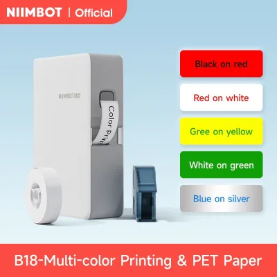 Niimbot เครื่องพิมพ์สติ๊กเกอร์บาร์โค้ดตัวถ่ายเทความร้อน B18เครื่องพิมพ์ฉลากขนาดเล็กพร้อมริบบิ้นกระดาษสัตว์เลี้ยงสำหรับจัดเก็บครัวเรือนเชิงพาณิชย์