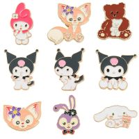 Sanrio Series Brooch Cartoon Melody Cinnamoroll Lapel Pins Cute Kuromi Scarf Buckle Metal Button Pin Anime Jewelry Gift for Girl