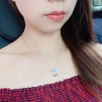 ❒™❇ 999 sterling silver necklace Xiaohongshu same style full silver safety lock moonstone bracelet men and women black and red rope couple bracelet