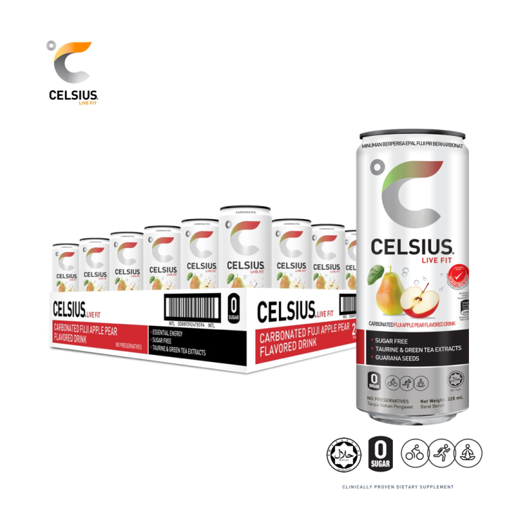 Celsius Healthy Energy Drink Sparkling Fuji Apple Pear Carton 325ML x