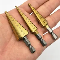 3Pcs/Set 3-12mm/4-12mm/4-20mm HSS Straight Groove Step Drill Bit Titanium Coated Wood Metal Hole Cutter Core Drilling Tools Set