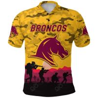 2023 NEW Style Brisbane Broncos ANZAC  Polo Shirt Simple  - Goldsize：XS-6XLNew product，Can be customization