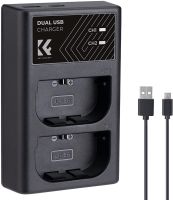 K&amp;F CONCEPT LP-E6NH battery + dual Charger แบต2ก้อน 7.4V 2250mAh พร้อมแท่นชาร์จแบบคู่ รับประกัน 1ปี