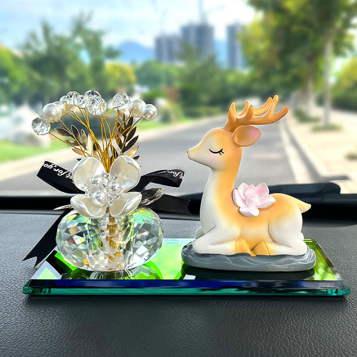 safe-journey-deer-car-interior-products-high-grade-creative-crystal-apple-lady-car-decorations