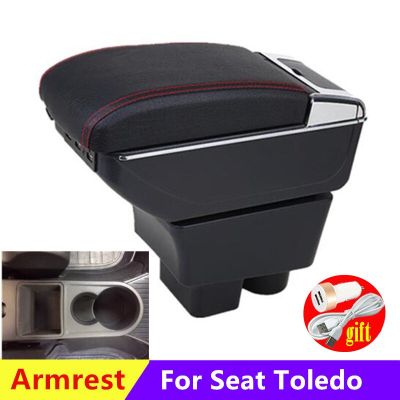 สำหรับที่วางแขนที่นั่ง Toledo สำหรับที่เท้าแขนในรถที่นั่ง Toledo ที่วางแขนกล่องเก็บของตรงกลางติดตั้งภายในพร้อมอุปกรณ์เสริมรถยนต์ USB