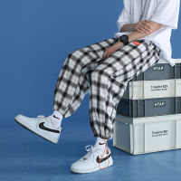 【cw】2022 New Korean Fashion Uni All-match Trendy Flannel Wide Trousers Loose Streetwear Joggers Harajuku Plaid Pants For Men 18