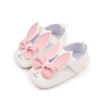 Newborn Baby Girls Shoes Cute Rabbit Ear Soft Rubber Sole PU Leather Princess First Walkers Non-Slip Baby Dress Shoes Babyschuhe