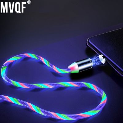 [HOT RUXMMMLHJ 566] MVQF สายโทรศัพท์ชาร์จมือถือไฟเรืองแสงแม่เหล็ก Usb C สายสำหรับซัมซุงไมโคร USB LED USB Type C สำหรับ Iphone