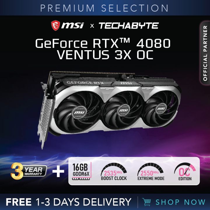 MSI NVIDIA GeForce RTX 4080 Ventus 3X OC 16GB GDDR6X Gaming