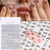 Dorisna ใหม่โรมัน26ตัวอักษรตัวเลขภาษาอังกฤษ3D ศิลปะติดเล็บตัวเองสติ๊กเกอร์ตกแต่งคำเล็บตัวอักษรขนาดเล็กติดดอกรอยสักสติ๊กเกอร์ตกแต่ง S