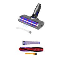 Roller Cleaner Head for Dyson V6 DC58 DC59 DC61 DC62 DC74 Attachment with LED Headlight &amp; Rolling Brush Filter (225mm)