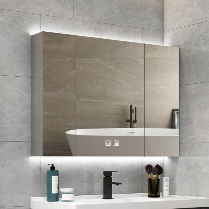 Tijieshi stainless steel smart bathroom mirror cabinet mirror box wall ...