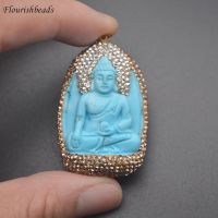 ZZOOI Amitabha Necklace Pendant Carved Buddha Lucky Amulet Paved Rhinestones for Women Men Jewelry Gifts  Drop Shipping