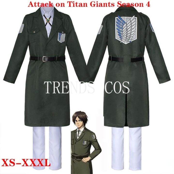 Anime AOT Attack On Titan Giants Season 4 Cosplay Costume Army Green