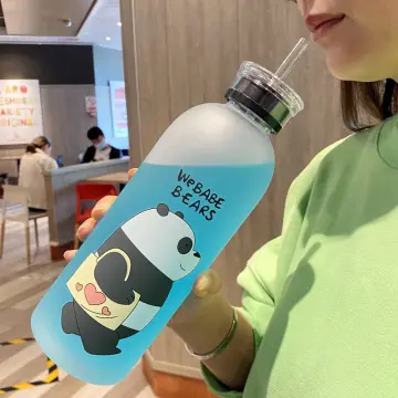 korean plastic water bottle with straw