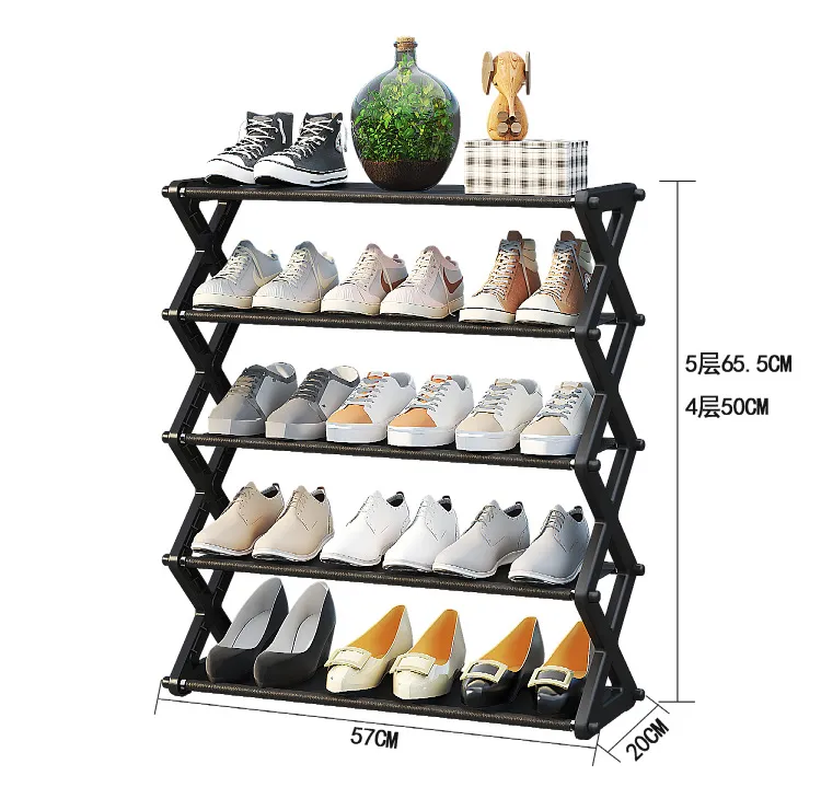 1pc Home Use Simple X-shaped Shoerack, Multifunctional Double-layer Steel  Pipe Assembled Shoe Cabinet, Dustproof Storage Rack For Students Dormitory