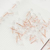 100pcs Transparent Rose Gold Push Pins Thumb Thumbtack Board Pins Drawing Photo Wall Studs Office School Supplies Clips Pins Tacks