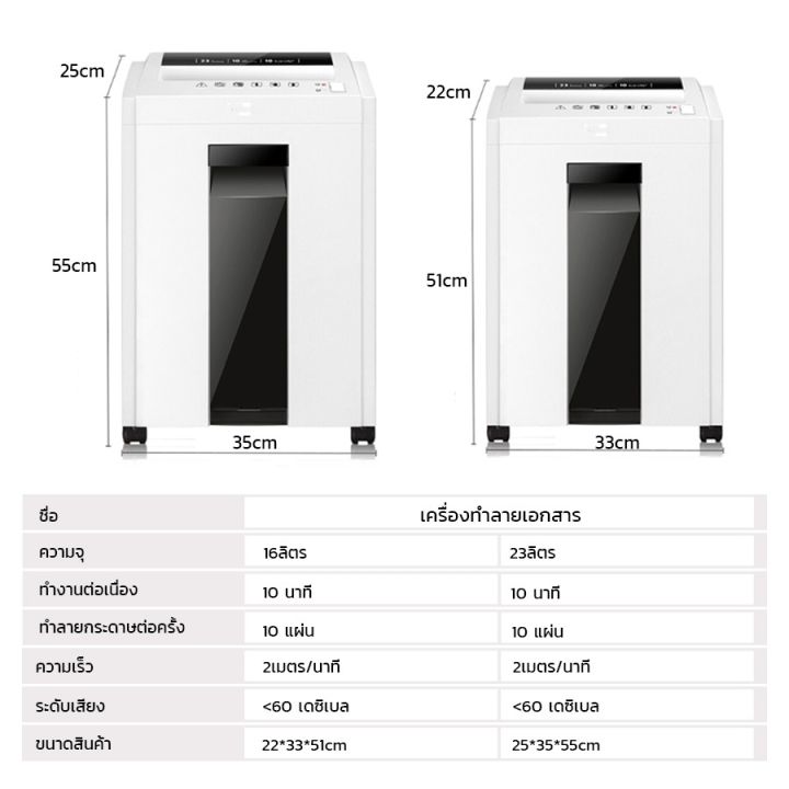 เครื่องทำลายเอกสาร-เครื่องตัดกระดาษ-เครื่องย่อยกระดาษ-a4-ทำงานต่อเนื่อง10นาที-ทำลายสูงสุดครั้งละ10แผ่น-ความจุ-16ลิตร-23ลิตร-abele