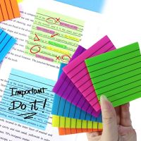 Lined Transparent Note Memo Fluorescent Posted It Colorful Notes Sticker Paper School Stationery