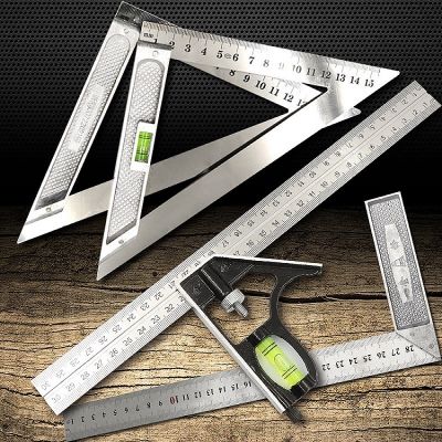 300mm Try Square Set Precise Stainless Steel Measuring Tool Combination Square Right Angle Workshop Carpenter Angle Level Ruler