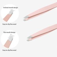 3 Pieces/set Of Eyebrow Trimming Tweezers Stainless Steel Tip Oblique Flat Hair Removal Beauty Tool Accessories With Bag TSLM1