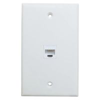 1-Port Ethernet Wall Plate, Plate with RJ45 Female to Female Inline Coupler Insert