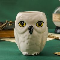 3D นกฮูกเซรามิกสุดสร้างสรรค์ Hedwig ดั้งเดิมพร้อมที่จับแก้วมัคแก้วชาถ้วยน้ำเหยือกน้ำอาหารเช้าถ้วยใส่ข้าวโอ๊ตของขวัญ