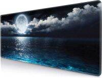 【lz】☄✔✠  Oceano azul lua estendido gaming mouse pad antiderrapante teclado à prova dlarge água mouse tapete grande mousepad para computador portátil 31.5x11.8in