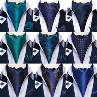 DiBanGu 100% Silk Blue Ascots Ties for Men Paisley Cravat for Man Wedding Jacquard Woven Mens Cravat Tie and Pocket Square Sets Nails Screws Fasteners