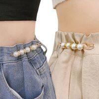 Detachable Tighten Waist Buckle Alloy Brooches Pins Clip Faux Pearl Jeans Buttons Detachable Clothing Accessories Belts