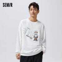 Semir เสื้อสเวตเตอร์แฟชั่นสำหรับผู้ชาย,เสื้อสเวตเตอร์แฟชั่นเท่ๆลายการ์ตูนสวมใส่สบายคอกลมเปิดไหล่ฉบับภาษาเกาหลีฤดูใบไม้ผลิ