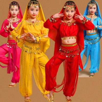 hot【DT】 Belly Dancing Costume Set Kids Performance Children Bellydance Competition Egypt