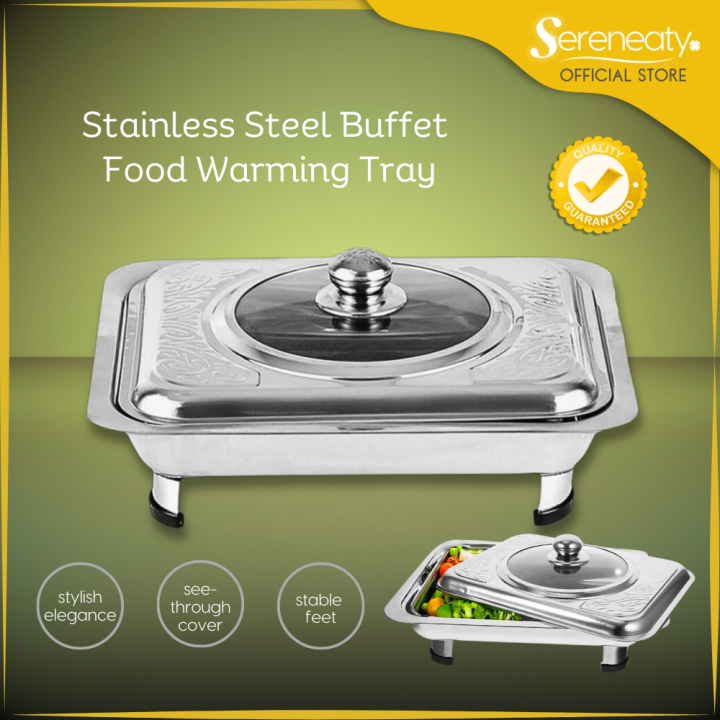 SERENEATY Stainless Steel Buffet Food Warming Tray Catering Pan Serving