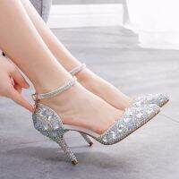 9 cm bigger sizes diamond wedding shoe heel cusp sandals wedding banquet models show slipper bride