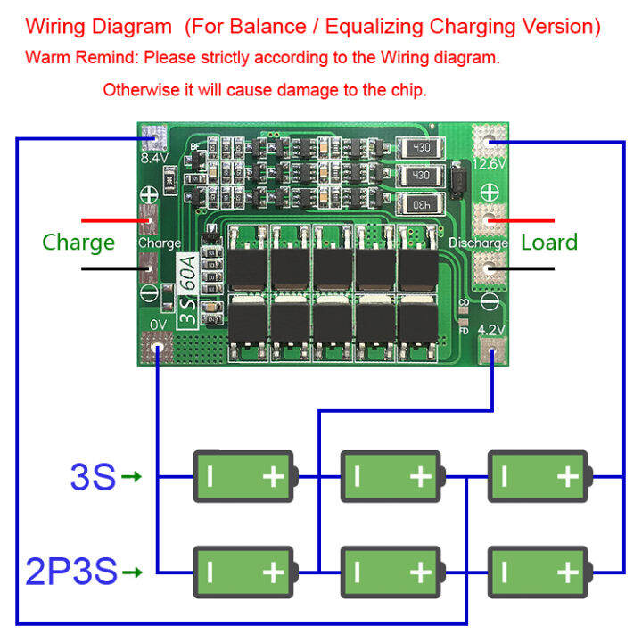 5pcslot-11-1v-12-6v-3s60a-li-ion-battery-charger-protection-board-18650-bms-drive-drill-motor