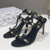 Valentinoˉ2023 New Round Head Open Toe Riveted High Heel Sandals with Shoe Box