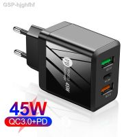 อะแดปเตอร์ Hjghfhf 45W ที่ชาร์จ USB QC 3.0ตัวชาร์จไฟสำหรับ iPhone ผนัง13 11 3ปลั้กพอร์ต