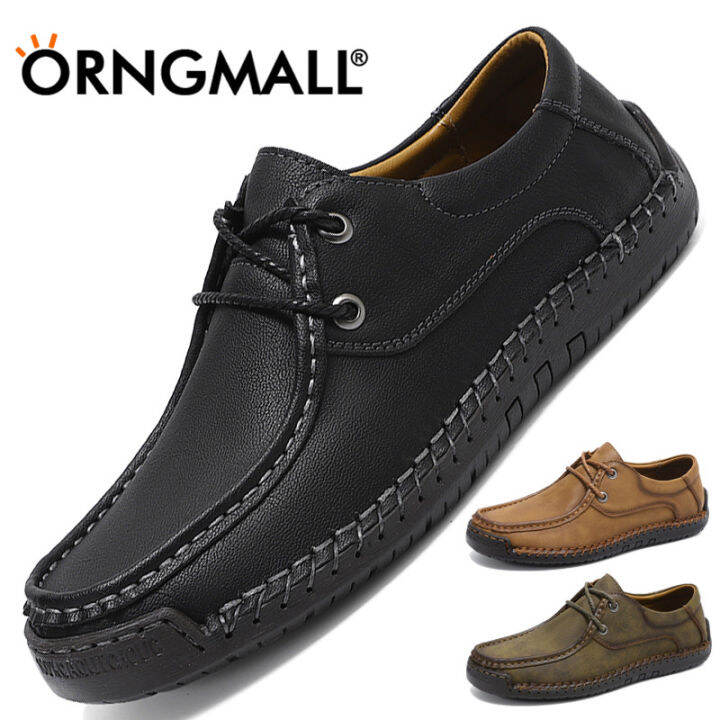 orngmall-รองเท้าทางการใหม่สำหรับผู้ชายแบรนด์หรูรองเท้ารองเท้าลำลองแฟชั่นรองเท้าหนังผู้ชายแบบผูกเชือกรองเท้าหนังส้นเตี้ยขนาดใหญ่38-48