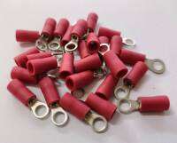 หางปลากลมหุ้มแดง RVS 1-3.7 Ring Terminals Vinyl Insulted (Red) 22-16 AWG ,0.5-1.5 mm2 , # 6 stud (pack 100 pcs.)