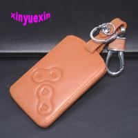 ♗℡▦ Xinyuexin Leather Car Key Cover Fob Case For Renault Clio Scenic Megane Duster Sandero Captur Twing Koleos Key With Keychain