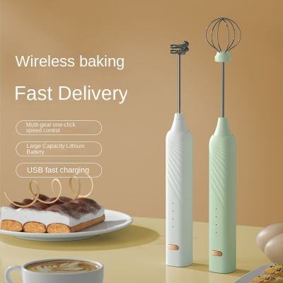 Rechargeable Handheld Foamer High Egg Speed Electric Milk Frother Foam Maker Mixer Coffee Drink Frothing Wand USB2 In 1 Portable
