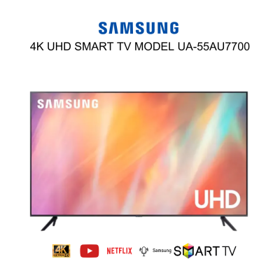 SAMSUNG 4K UHD SMART TV 55 นิ้ว รุ่น UA-55AU7700 (สามารถออกใบกำกับภาษีได้)