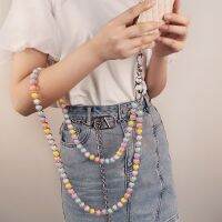 Macaron Color Beaded Long Mobile Phone Chain Cute Crossbody Anti-Loss Mobile Phone Lanyard Fashion High-End Chain