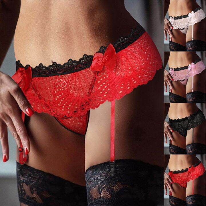 Oeak New Women Sexy Lace Panties Stocking Garter Open Crotch Sexy Stocking Lace Suspender Belts 0044