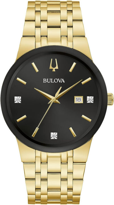 bulova-mens-modern-gold-tone-stainless-steel-3-hand-calendar-date-quartz-watch-gold-tone-accents-and-diamond-dial-style-97d127
