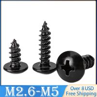 10pcs M2.6 M3 M.5 M4 M5 Steel With Black Phillips Truss Head (Cross Recessed Mushroom Head) Self Tapping Screws Nails Screws Fasteners