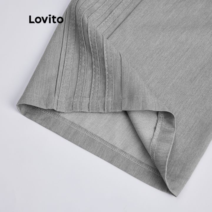 สีเทา-lna06111-สำหรับผู้หญิง-สไตล์ลำลอง-ลายสก๊อต-มีกระเป๋า-เชือกผูก-เอวสูง-กางเกงขายาว-lovito