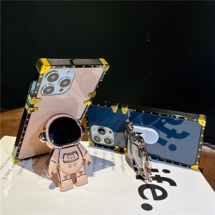 jiefie-น่ารักนักบินอวกาศสำหรับ-huawei-y9-2019-y9s-y9-prime-y6p-y6-pro-y7-pro-y7a-luxury-สีสัน-glossy-สแควร์-tpu-พร้อมพับขาตั้ง