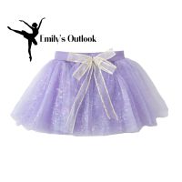 Girl Tutu Skirts Gauze Bow Knot Magic Colorful Princess Dancing Costume Tulle Ballet Fluffy for Toddler 4 Layers Dress Up Pink